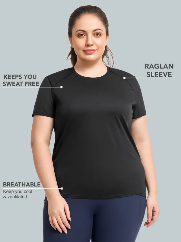 Black_Semi-Premium_Nylon_Raglan_Sleeve_Activewear_T-Shirt_For_Women