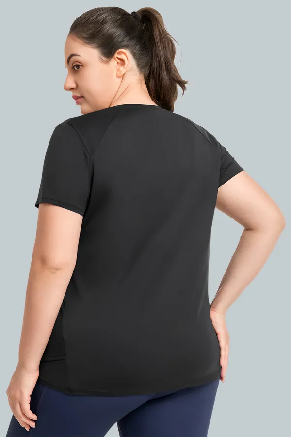 Black_Semi-Premium_Nylon_Raglan_Sleeve_Activewear_T-Shirt_For_Women
