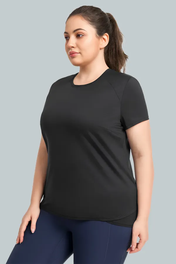 Black_Semi-Premium_Nylon_Raglan_Sleeve_Activewear_T-Shirt_For_Women