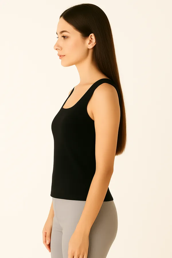 Black_Cotton_Premium_Lycra_Sleeveless_Square-Neck_Top_For_Women