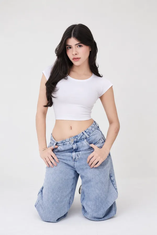 White_Cotton_Premium__Short_Sleeve_Crop_Top_For_Women