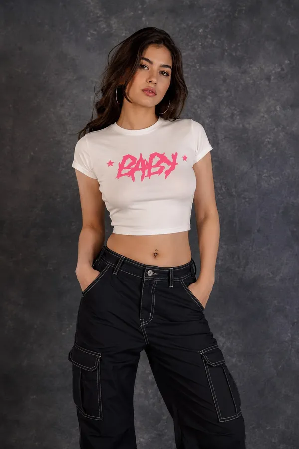 White_Slim_Fit_Crop_Top