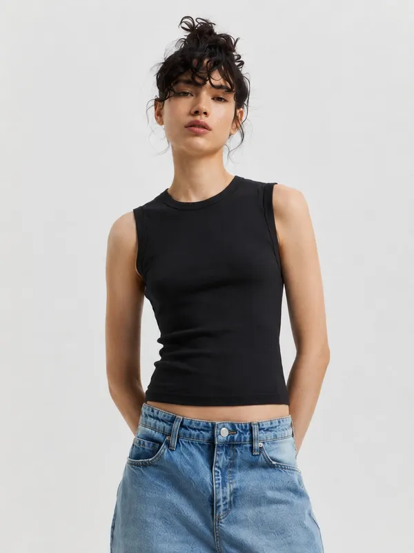 Black_Cotton_Premium__Sleeveless_Top_For_Women