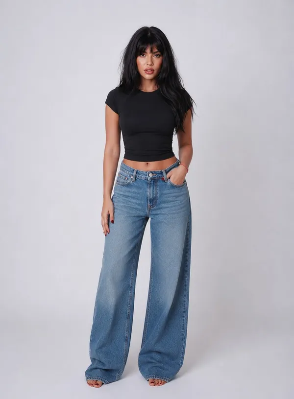 Black_Cotton_Premium__Short_Sleeve_Crop_Top_For_Women