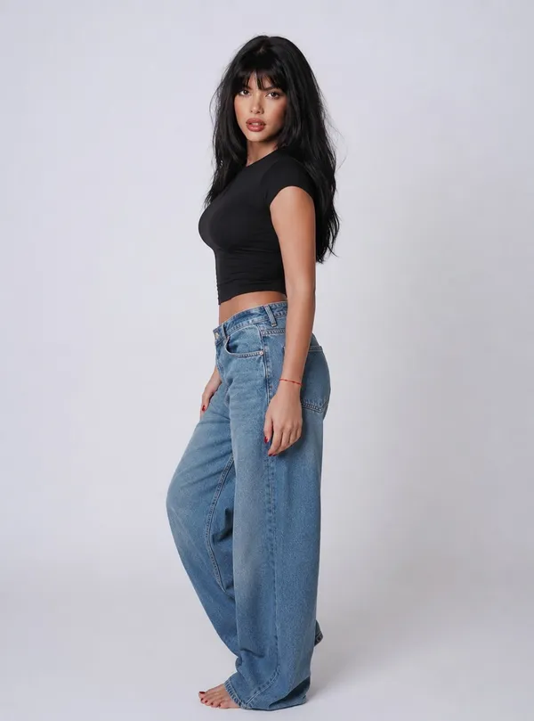 Black_Cotton_Premium__Short_Sleeve_Crop_Top_For_Women