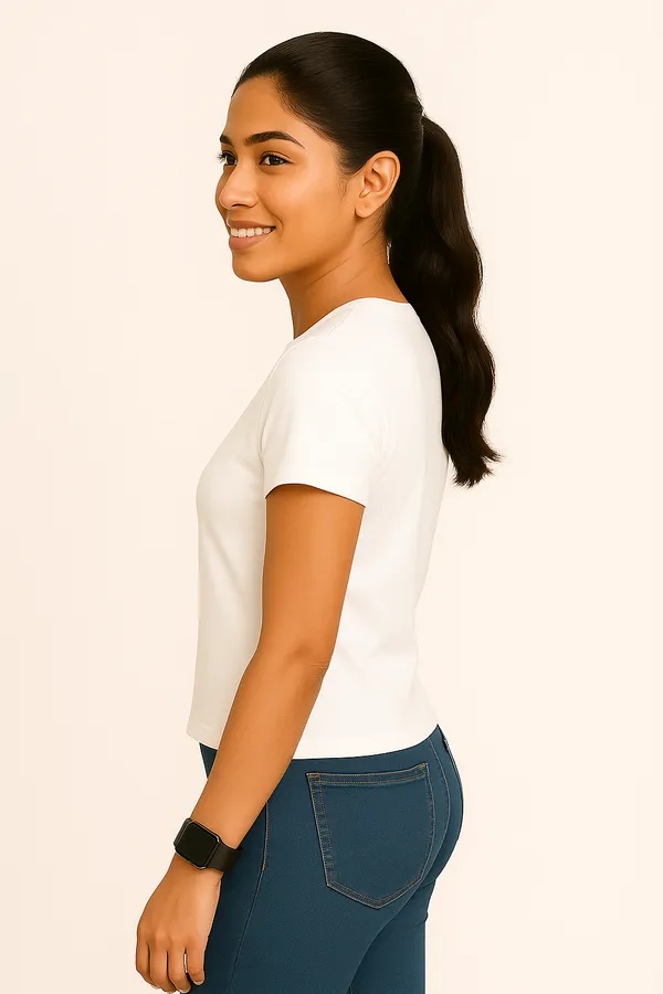White_Premium_Nylon_Active_Wear_T-Shirt_For_Women
