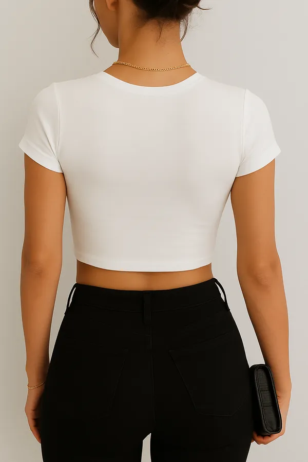 White_Cotton_Premium_Lycra_V-Neck_Crop_Top_For_Women