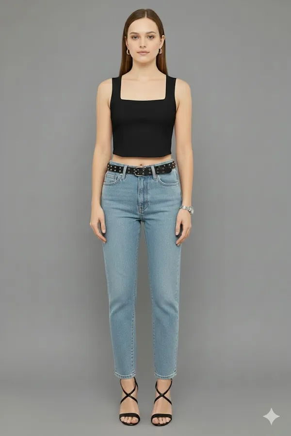 Women_Black_square_neck_cotton_lycra__top