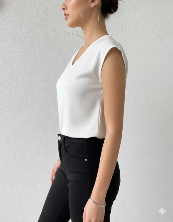 Women_Modern_Cap-Sleeve_V-Neck_top
