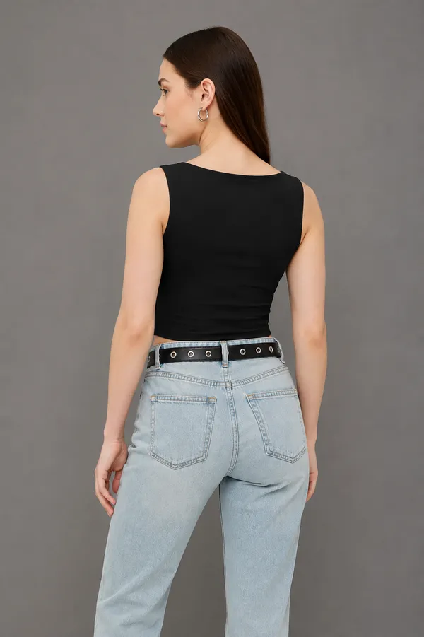 Women_Black_square_neck_cotton_lycra__top