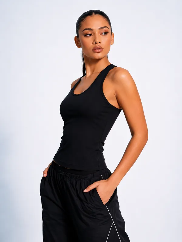 Black_Premium_Nylon_Racerback_Tank_Top_For_Women