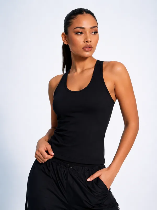 Black_Premium_Nylon_Racerback_Tank_Top_For_Women
