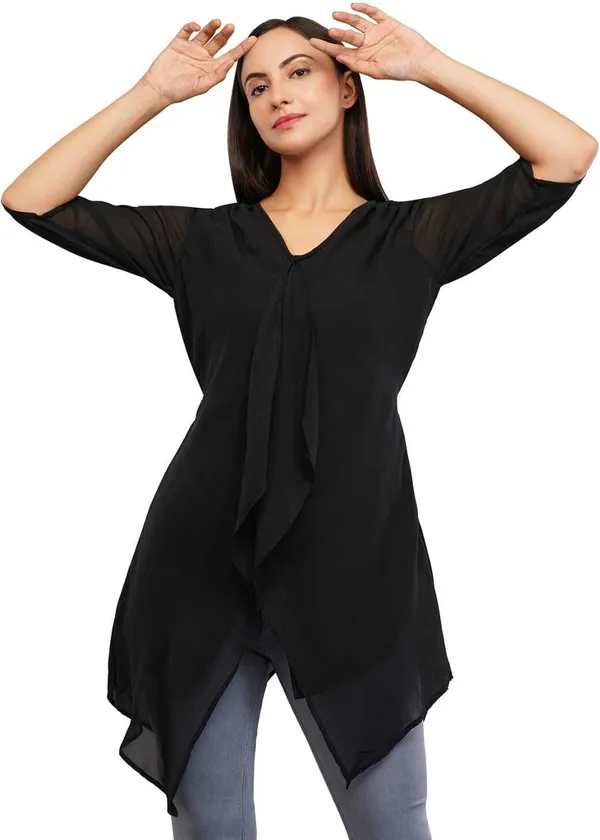 Black_Premium_Georgette_Solid_Tunic_For_Women