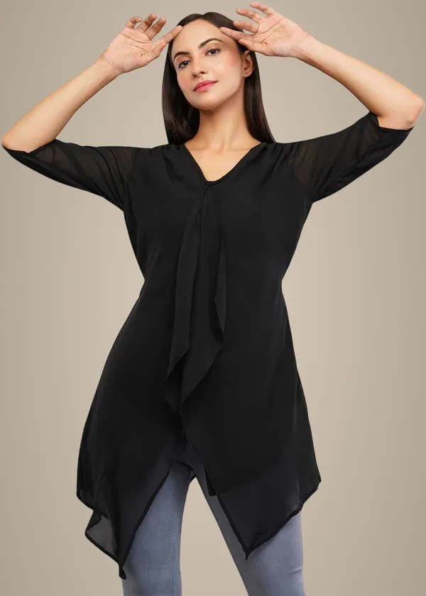 Black_Premium_Georgette_Solid_Tunic_For_Women