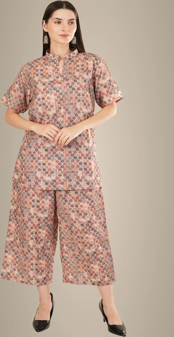 Brown_Premium_Cotton_Blend_Printed_Co-Ords_For_Women