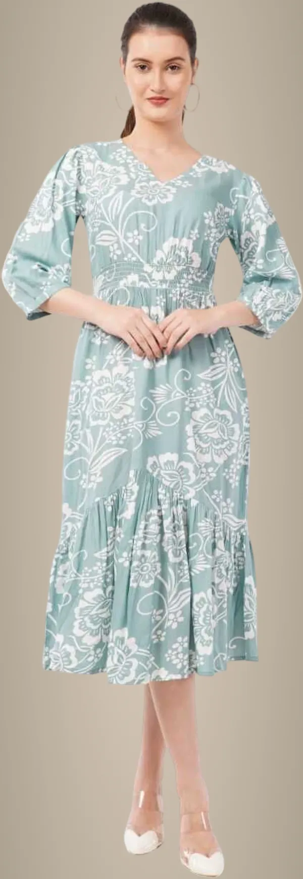Green_Premium_Viscose_Rayon_Floral_Print_Fit_And_Flare_Dress_For_Women