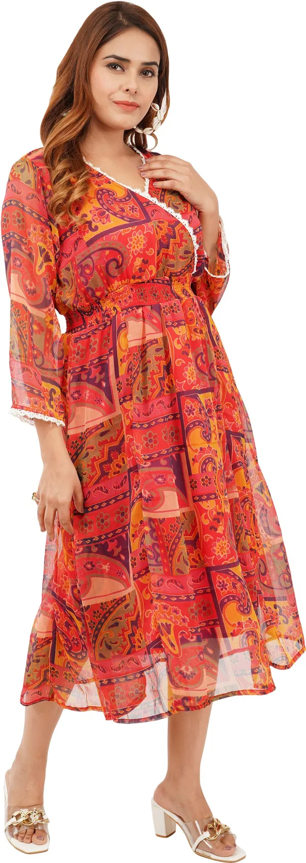 Orange_Premium_Chiffon_Printed_Fit_And_Flare_Dress_For_Women