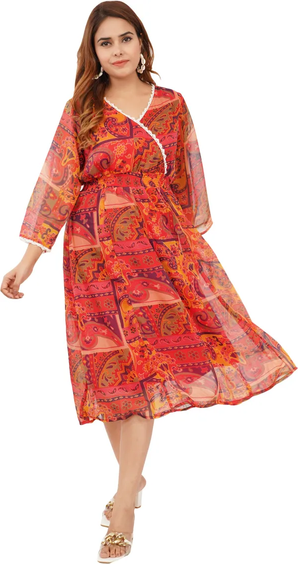 Orange_Premium_Chiffon_Printed_Fit_And_Flare_Dress_For_Women