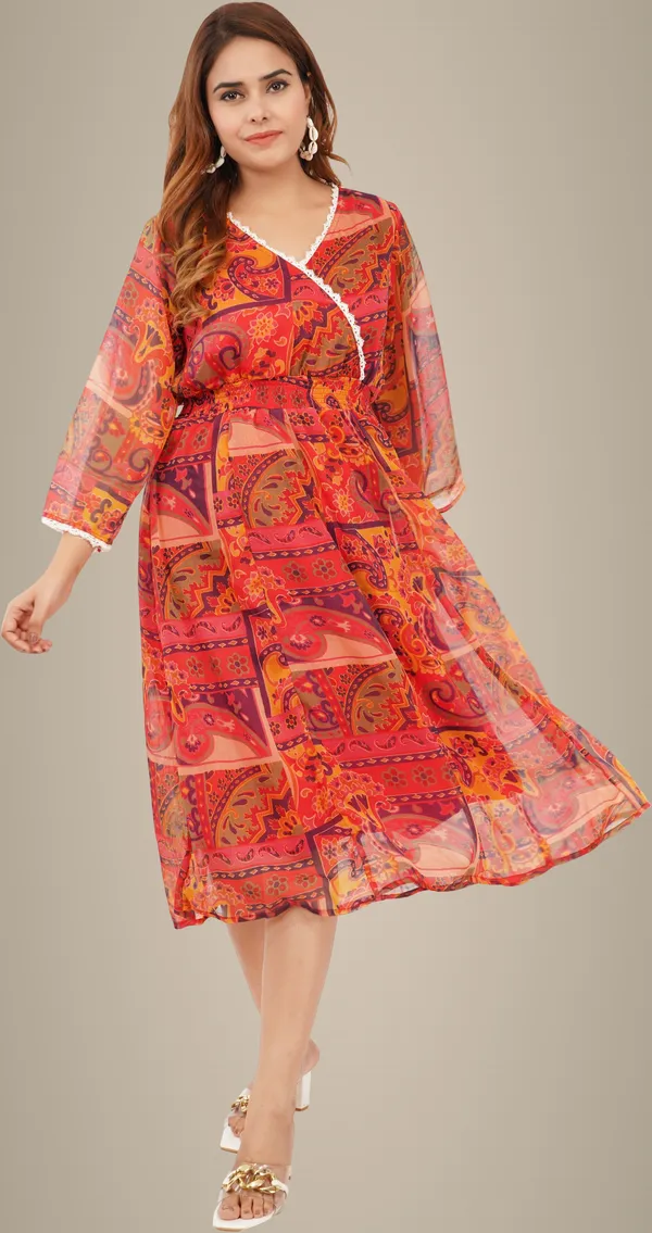 Orange_Premium_Chiffon_Printed_Fit_And_Flare_Dress_For_Women