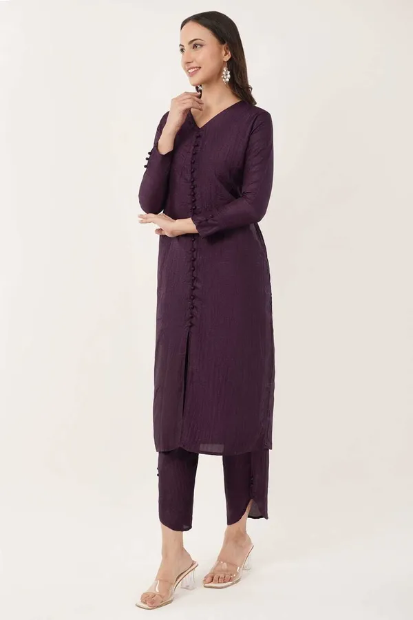 Purple_Premium_Silk_Blend_Solid_Kurta_&_Pant_Set_For_Women