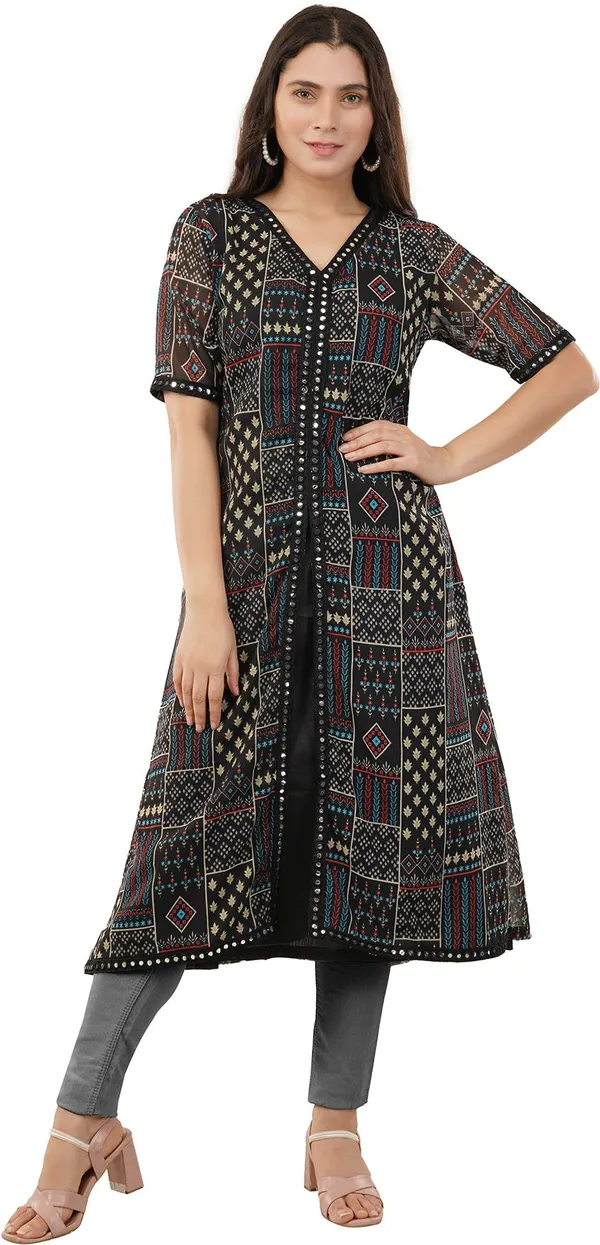Black_Premium_Georgette_Printed_Kurta_For_Women