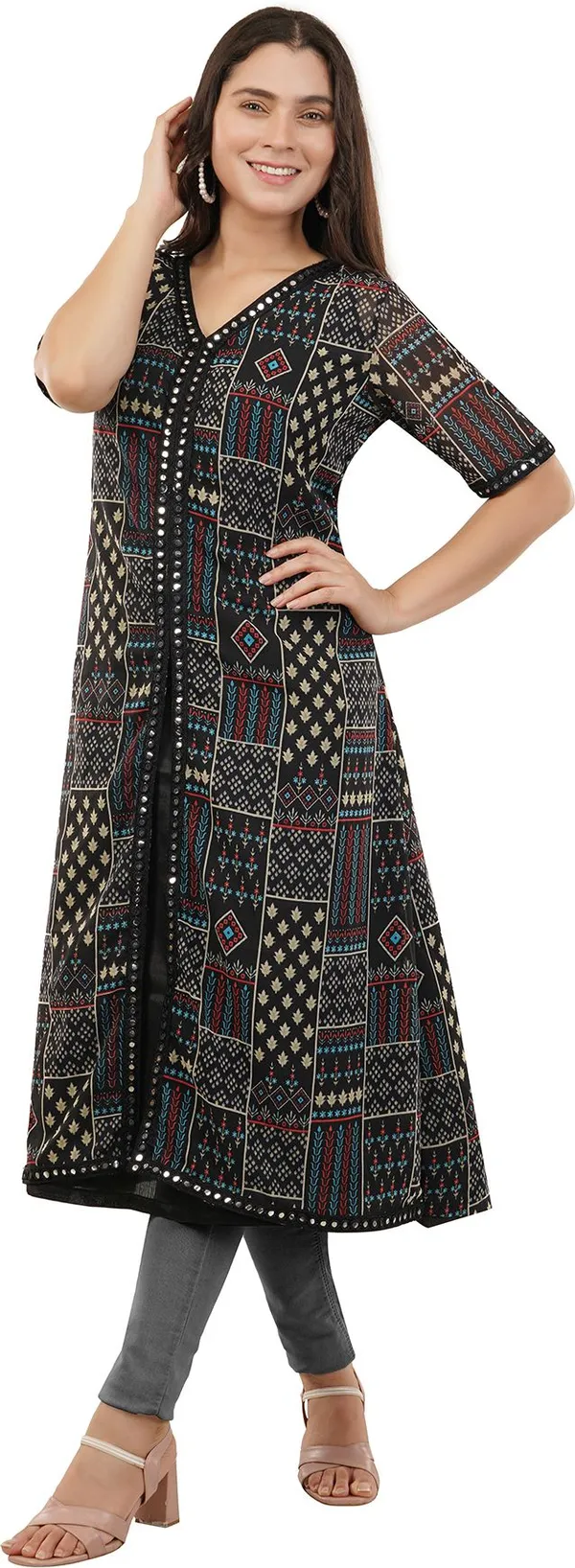 Black_Premium_Georgette_Printed_Kurta_For_Women