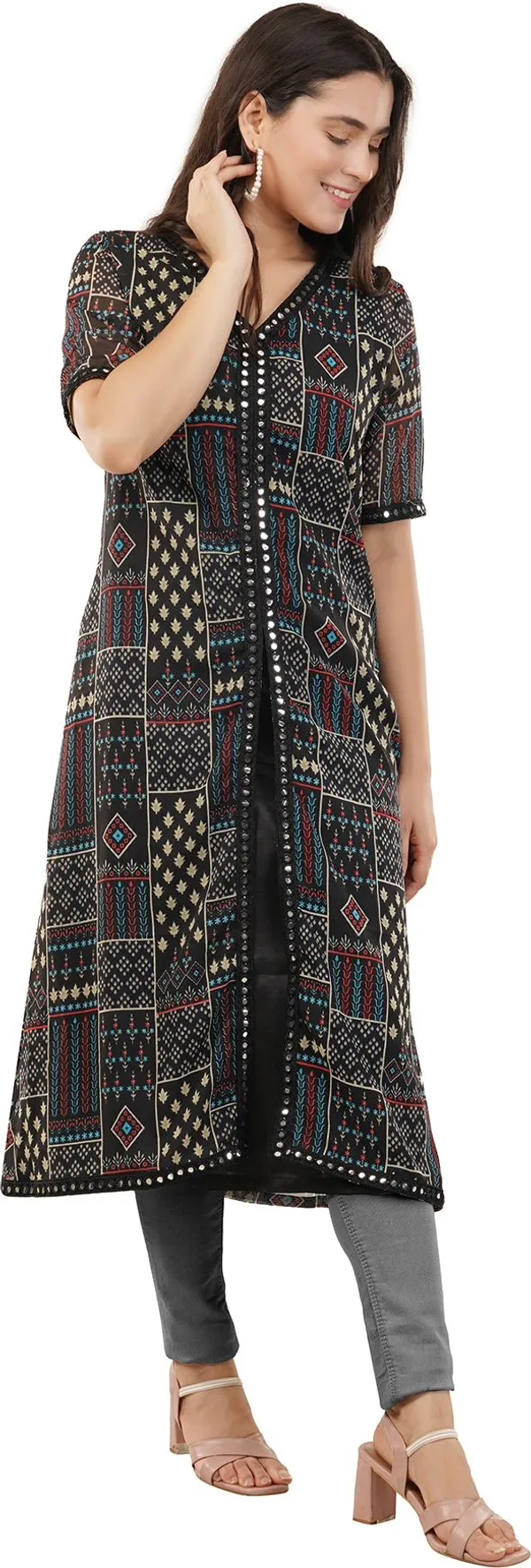 Black_Premium_Georgette_Printed_Kurta_For_Women