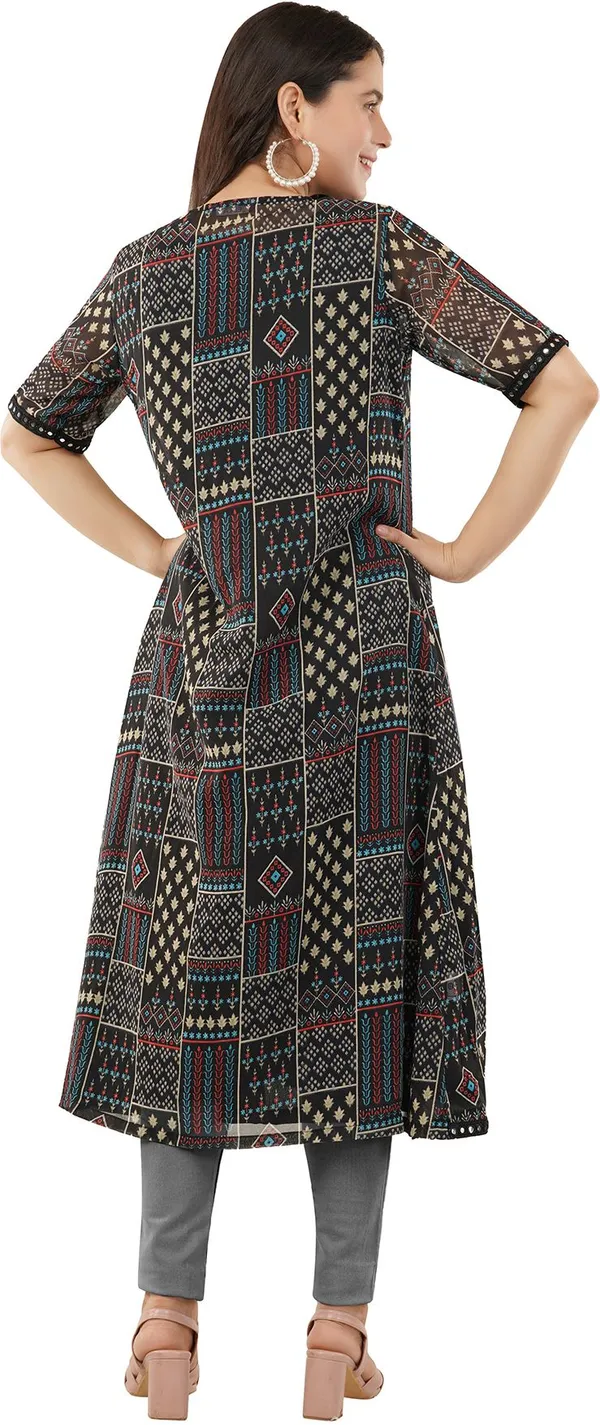 Black_Premium_Georgette_Printed_Kurta_For_Women