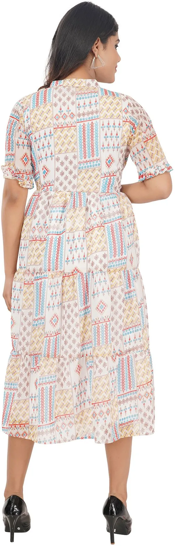 White_Premium_Georgette_Printed_Fit_And_Flare_Dress_For_Women