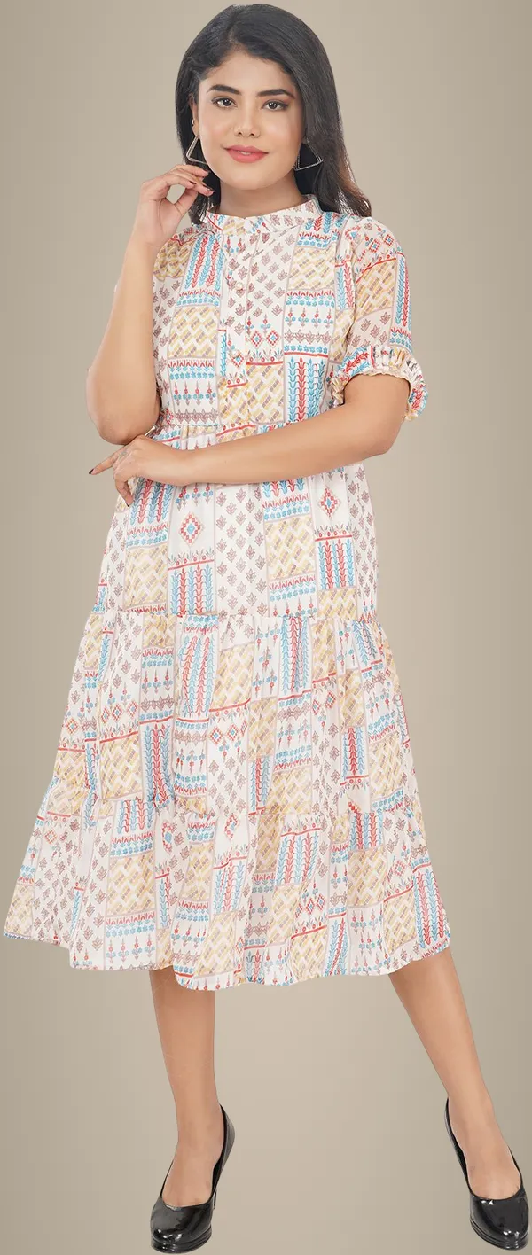 White_Premium_Georgette_Printed_Fit_And_Flare_Dress_For_Women