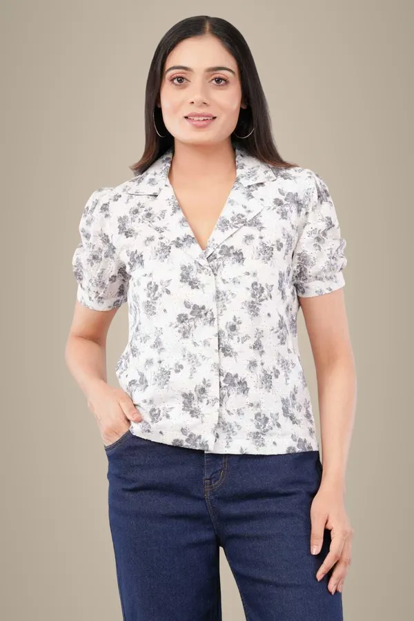 White_&_Grey_Premium_Cotton_Blend_Printed_Crop_Top_For_Women