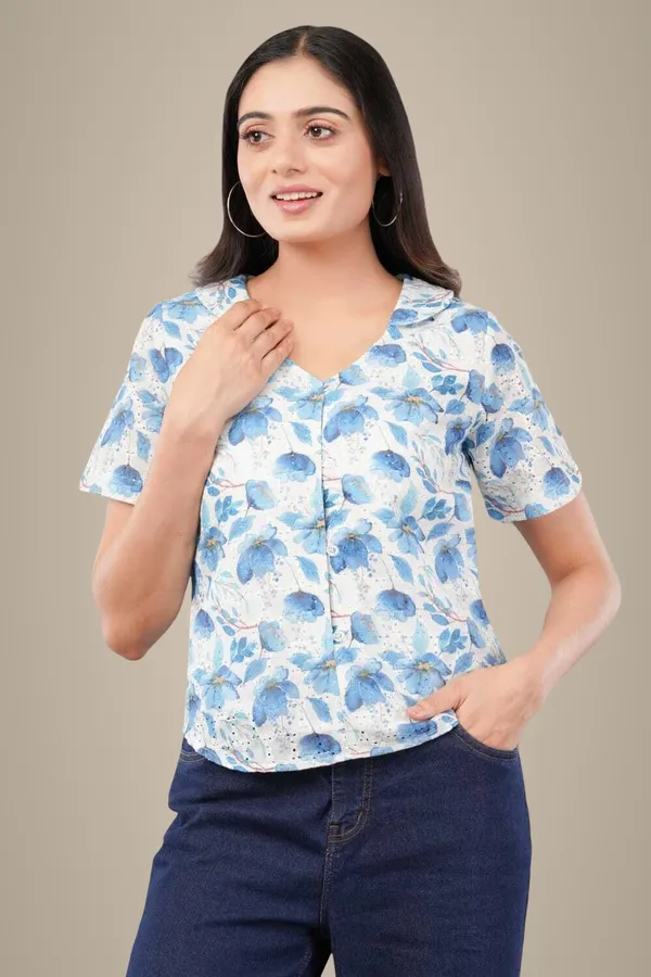 Light_Blue_&_White_Premium_Cotton_Blend_Printed_Crop_Top_For_Women