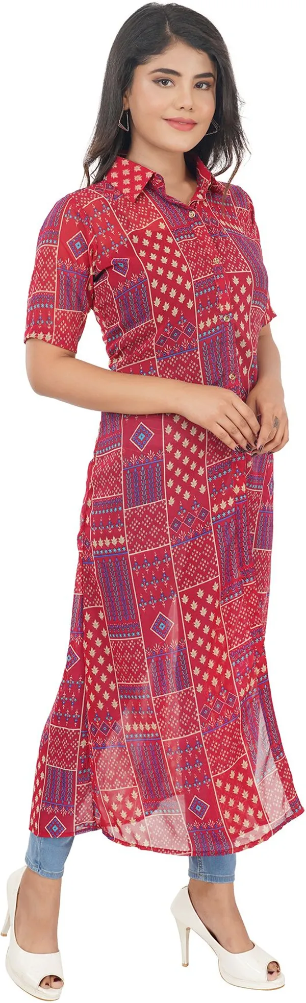 Red_Premium_Georgette_Printed_Kurta_For_Women