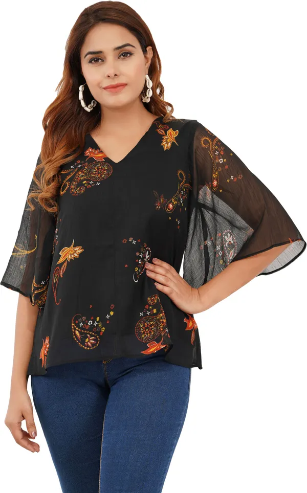 Black_Premium_Chiffon_Printed_Regular_Top_For_Women