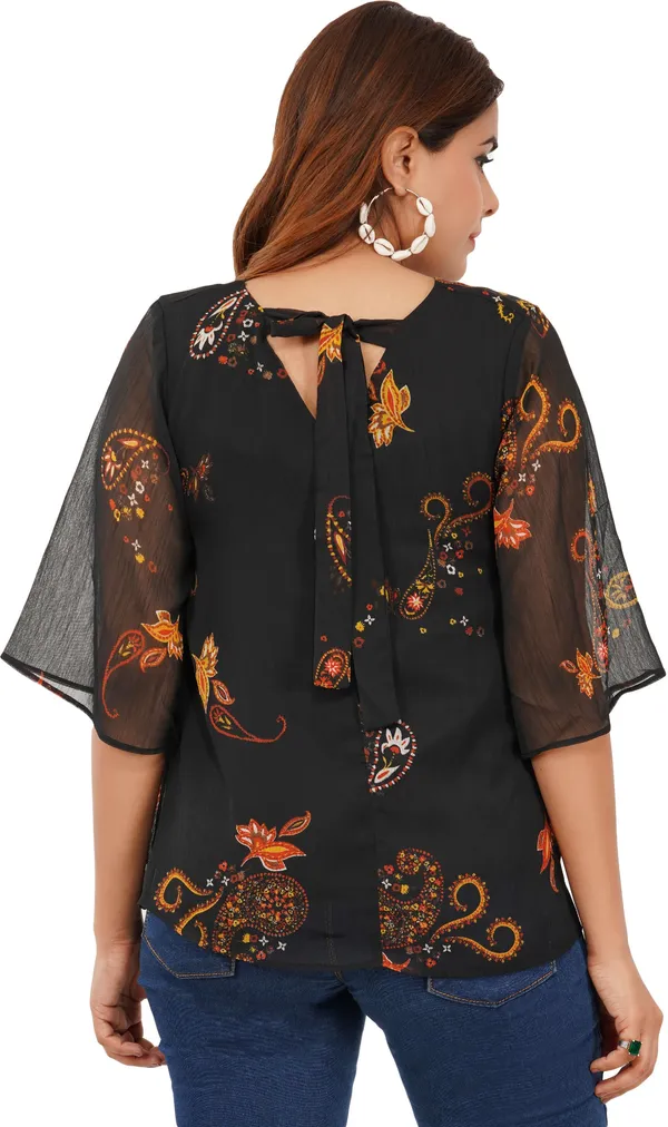 Black_Premium_Chiffon_Printed_Regular_Top_For_Women