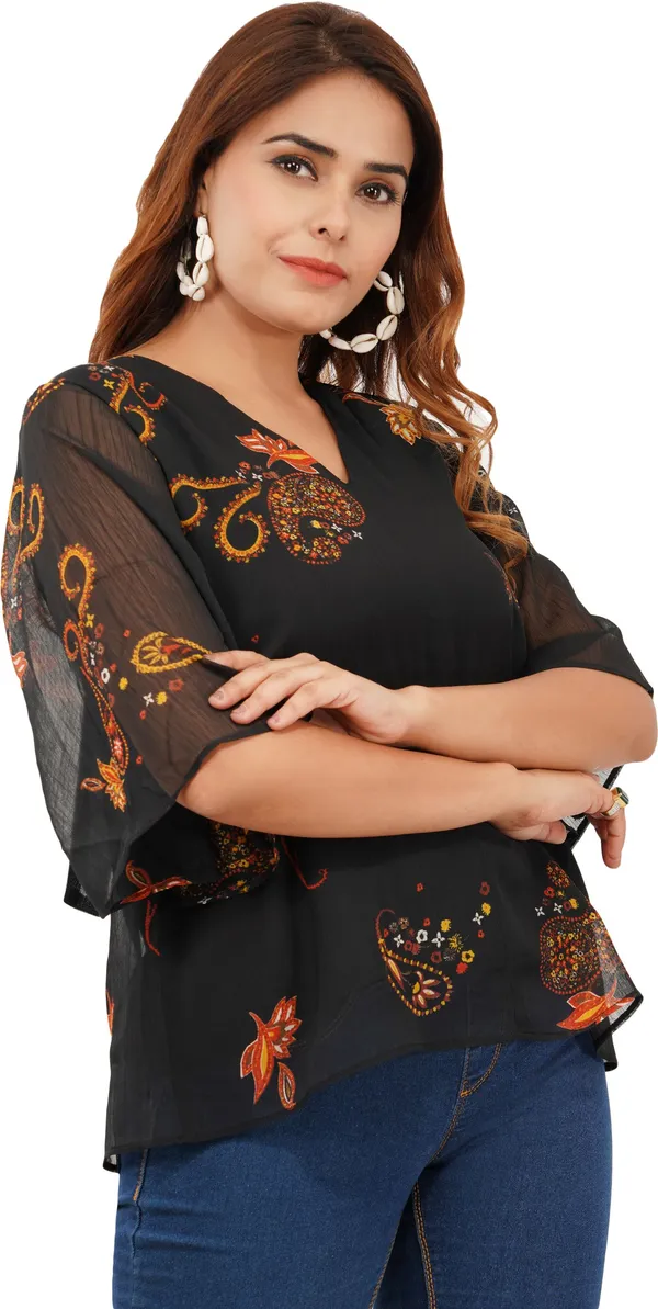 Black_Premium_Chiffon_Printed_Regular_Top_For_Women