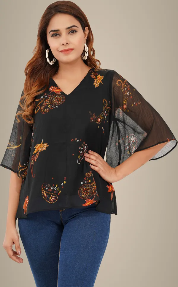 Black_Premium_Chiffon_Printed_Regular_Top_For_Women