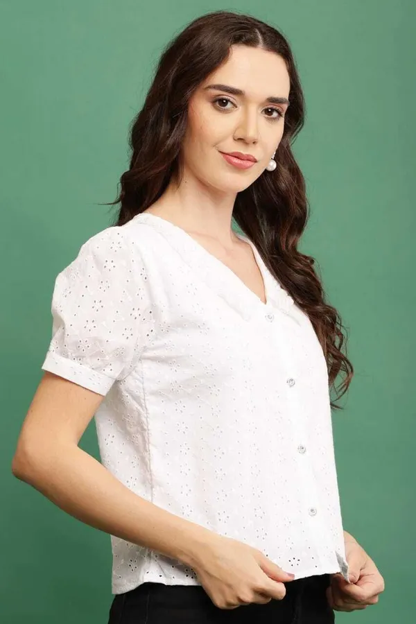 White_Premium_Georgette_Solid_Crop_Top_For_Women