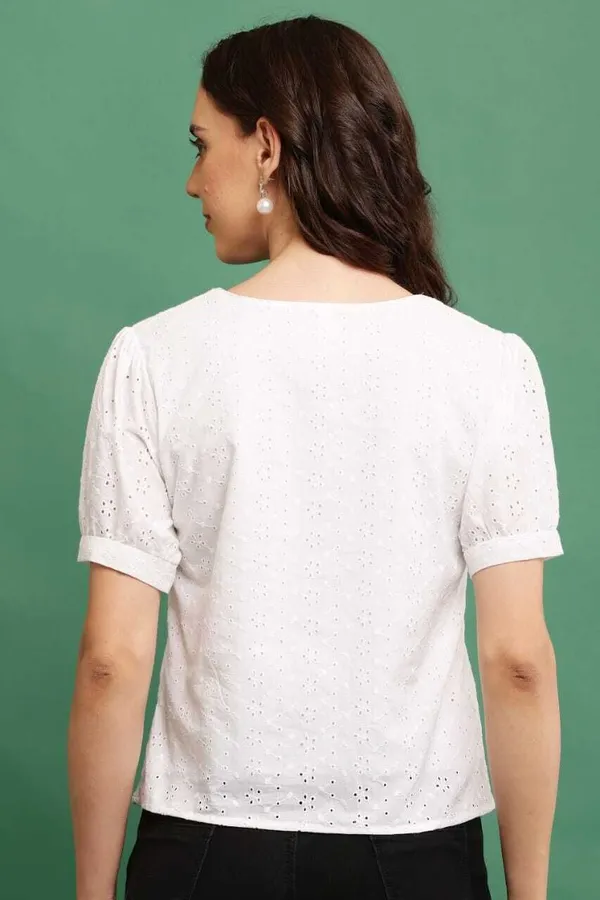 White_Premium_Georgette_Solid_Crop_Top_For_Women