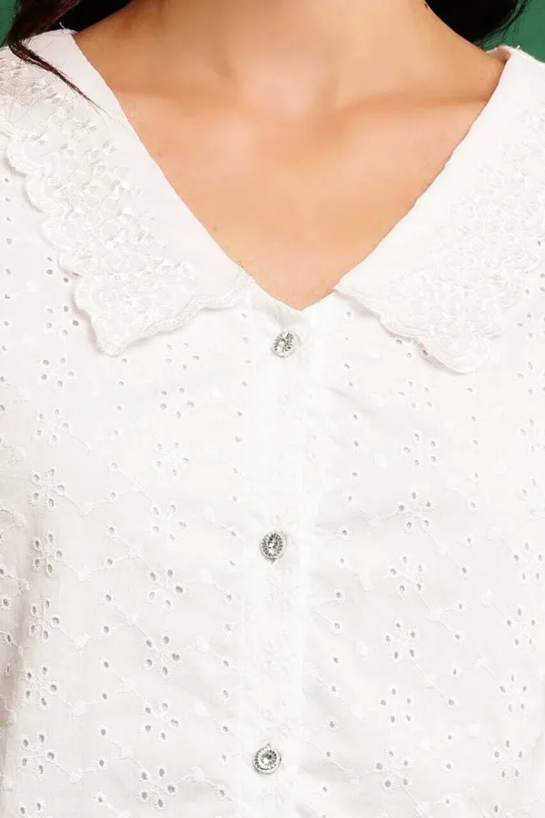 White_Premium_Georgette_Solid_Crop_Top_For_Women