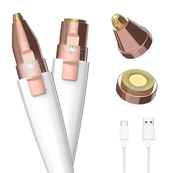 White_2-In-1_Eyebrow_Trimmer_For_Women_-_Facial_Hair_Remover_Machine_For_Women_-_Face