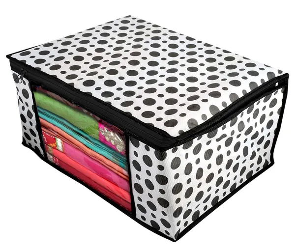 Grey_Non-Woven_Printed_Saree_Cover/Cloth_Storage/Wardrobe_Organizer_For_Clothes_With_Transparent_Window_(Grey)(Shark_Tank_Featured)