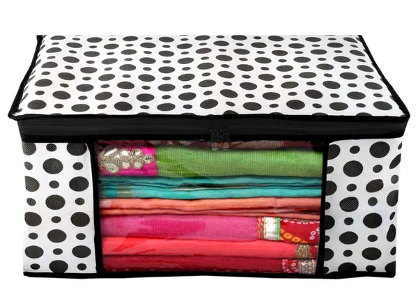 Grey_Non-Woven_Printed_Saree_Cover/Cloth_Storage/Wardrobe_Organizer_For_Clothes_With_Transparent_Window_(Grey)(Shark_Tank_Featured)
