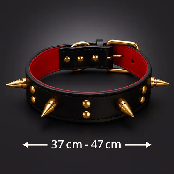 Adjustable_Brass_Spike_Leather_Collar_|_Perfect_for_Medium_Dogs_|_Neck_Size(37–47_cm)