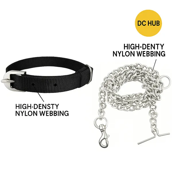 Black_Polyester_And_Metal_Collar_And_Chain_For_Small_Puppy