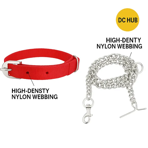 Red_Polyester_And_Metal_Collar_And_Chain_For_Small_Puppy