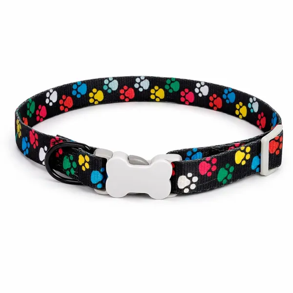 Colorful_Paw_Print_Adjustable_Dog_Collar_|_Durable_Nylon_Pet_Collar_with_Quick_Release_Buckle