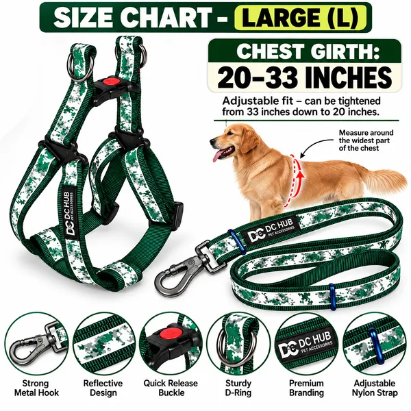 DC_HUB_Imported_Green_Camouflage_Dog_Harness_Set_–_Stylish,_Strong_&_Comfortable