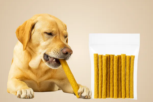 Yellow_And_Red_Raw_Hide_Munch_Treat_For_For_Dog