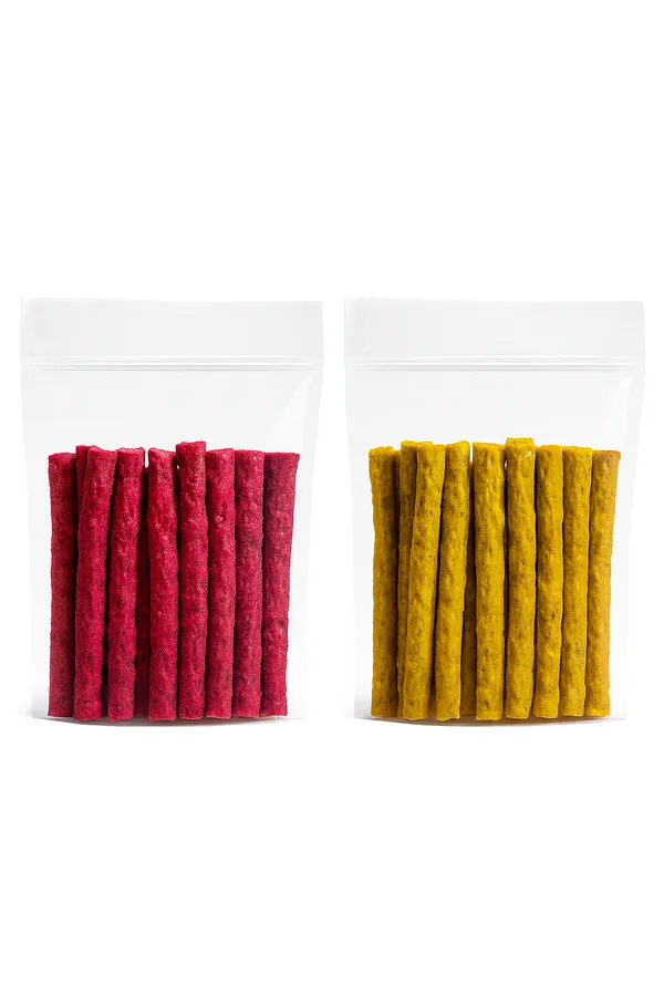 Yellow_And_Red_Raw_Hide_Munch_Treat_For_For_Dog